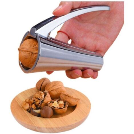 Nussknacker, passt für alle Nüsse, minimaler Kraftaufwand zum Knacken harter Schalen, keine herumfliegenden Schalen und keine eingeklemmten Finger, Silber. (1/4)