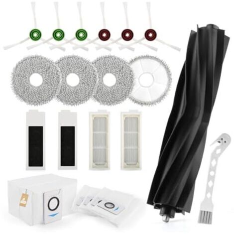 20-teiliges Ersatzteilset für Ecovacs Deebot T20 OMNI/T20 Max/T20 Pro, bestehend aus 1 Gummiwalzenbürste, 6 Seitenbürsten, 4 Wischmopps, 4 Filtern und 4 Staubbeuteln. (1/4)
