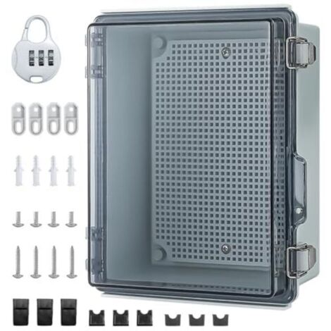 Wasserdichtes Elektrogehäuse für den Außenbereich, IP65-wasserdichte Box, ABS-Anschlussdose, wasserdichte Elektrobox für den Außenbereich mit Wandmontagezubehör und Schloss (230 x 165 x 120 mm)