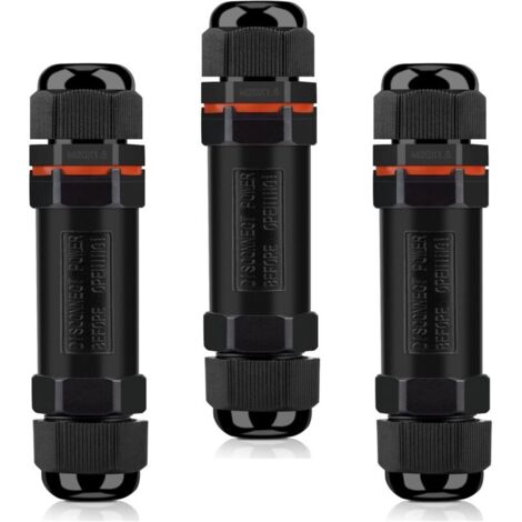 Wasserdichte Kabelverbinder, IP68-Außenanschlussdose, wasserdichter elektrischer Verbinder (3er-Pack), 3-adriger wasserdichter elektrischer Verbinder für Kabel mit 6–12 mm Durchmesser