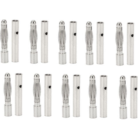 10 Stück 2,5-mm-Bananenstecker (rot), vergoldete Bananenstecker, Modellflugzeug-Schaltkreisstecker, Stecker aus rotem Kupfer für Regler, Akku und Motor (1/4)