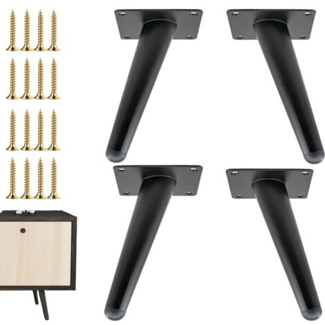 15 cm hohe Möbelfüße, 4er-Set, Metallfüße im Mid-Century-Stil als Ersatz für Stühle, Sofas, Schränke, Tische und DIY-Projekte, Schwarz