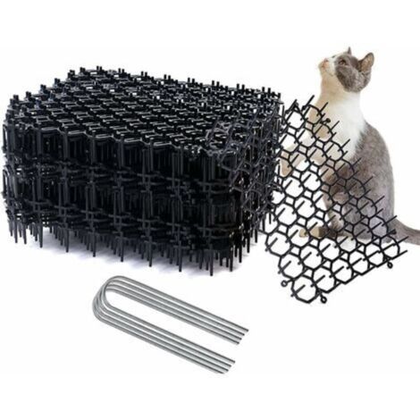 24-teilige Anti-Katzen-Matte mit Spikes, 20 x 15 cm große Kunststoff-Spikestreifen, Katzenabwehrmatte, Anti-Katzen-Spikes, Spike-Abwehr für den Garten, gegen Hunde und Katzen