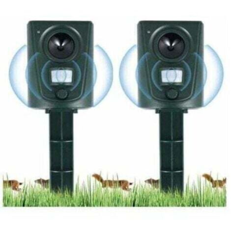 2x Ultraschall-Gartenkatzenabwehrgerät, Katzenabwehrgerät mit Erdspieß, um Hunde, Katzen und Vögel von Gärten, Feldern und Saatgut fernzuhalten