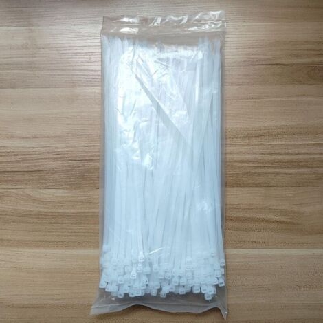 Packung mit 250 weißen, selbstsichernden Kabelbindern, 300 mm x 4,8 mm, für Kabelmanagement, Gartenarbeit und Elektroinstallationen (1/4)
