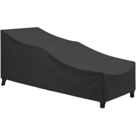 Wasserdichte Liegenabdeckung, Sonnenliegenabdeckung mit Schnallenriemen und verstellbarem Kordelzug, UV-beständige Liegenabdeckung aus 420D Oxford-Gewebe (210 x 80 x 75 cm) – Schwarz (1/4)