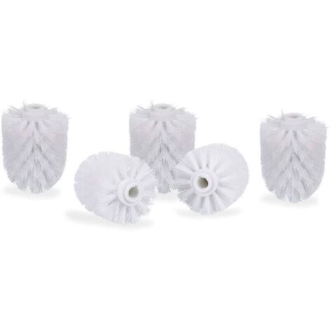 Set mit 5 WC-Bürstenköpfen, große WC-Bürsten mit 12-mm-Gewinde, 8 cm Durchmesser, Ersatzbürstenköpfe, weiß (1/3)
