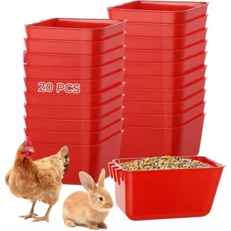 20-teiliges Set mit Käfignapf, Futter- und Wasserspender, zum Aufhängen, geeignet für Wellensittiche, Hähne, Sittiche, Kampfhähne, Geflügel, Tauben usw. (1/4)