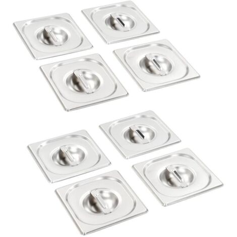 8 Stück GN 1/6 Edelstahl-Tablettdeckel XL (1/4)
