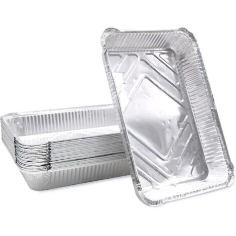 Lot de 20 plateaux de cuisson jetables en aluminium pour barbecue à gaz, charbon de bois et four, pour viande, poisson, légumes, 31,5 x 21,5 x 5 cm