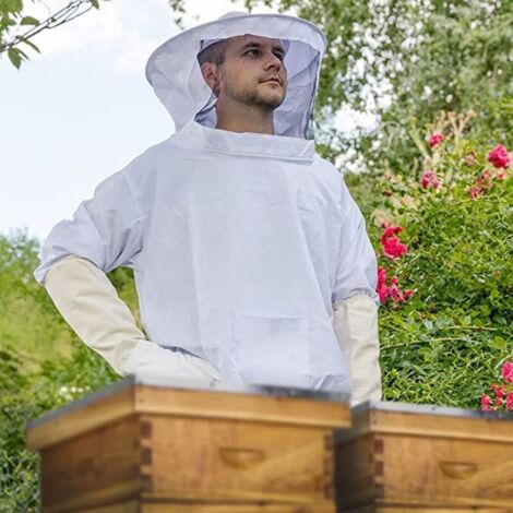 Produktbild von Linian Imkeranzug Mit Schleier Und Hut – Leichte Baumwoll-Polyester-Jacke, Schützt Zuverlässig Vor Bienenstichen, Für Erwachsene