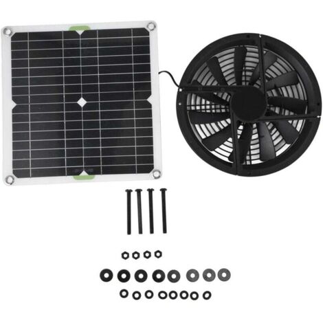 Solar-Lüfter-Set, 100-W-wasserdichtes Solarpanel, runder 10-Zoll-Abluftventilator für Hühnerstall, Gewächshaus, Schuppen