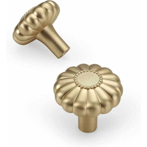 Set mit 6 Vintage-Möbelknöpfen in Gold, Schubladengriffen, Schrankknöpfen zur Dekoration, blütenförmigen Türgriffen mit Schrauben