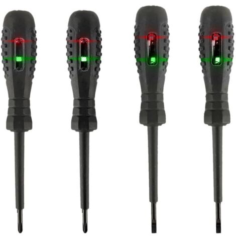 2-in-1 Magnetischer Schraubendreher mit Stromprüfer, Stromprüfer mit hohem Drehmoment, Spannungsprüferstift für Elektriker (2 Schlitzköpfe + 2 Kreuzschlitzköpfe) (1/4)