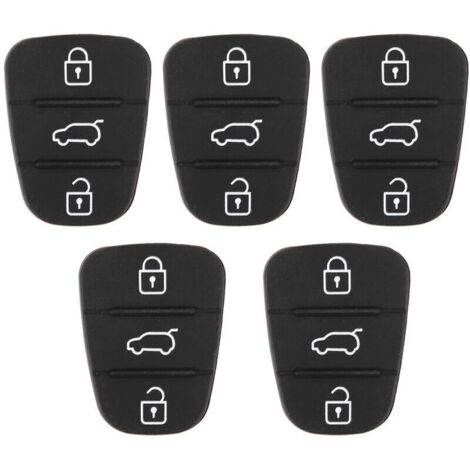 Autoschlüssel, Ersatz-Autoschlüsselknopf, 5 Stück 3-Tasten-Gummischlüsselgehäuse für Hyundai, für Kia (ohne Buchstaben) (1/3)