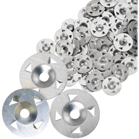 Packung mit 200 vierzackigen Unterlegscheiben – Befestigungsdurchmesser aus verzinktem Stahl – Für Gipskartonplatten, extrudierte Dämmstoffe und Rückwände