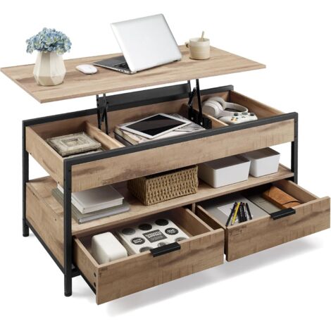 VASAGLE Table Basse, Table De Salon Avec Plateau Relevable, Tiroirs De Rangement, Avec Rangement Avec Rangement Ouvert Et Compartiment Cache Marron Camel Et Noir Dencre Lct209k02 92276095 VASAGLE Table Basse, Table De Salon Avec Plateau Relevable, Tiroirs De Rangement, Avec Rangement Avec Rangement Ouvert Et Compartiment Cache Marron Camel Et Noir Dencre Lct209k02 92276095