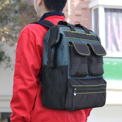 Sac à dos grande capacité pour outils, sac de rangement pour outils d'électricien, sac à outils multifonction à bandoulière unique (1/5)