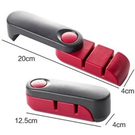 Affûteur de lames en acier compact - Affûteur de couteaux de cuisine compact - Gris et rouge (1/4)