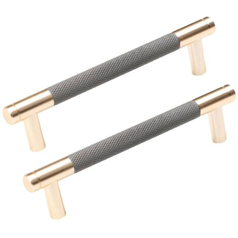 Poignées de tiroir en aluminium massif pour meubles (lot de 2), en forme de T. Accessoires de quincaillerie pour meubles. (1/5)
