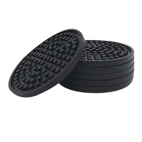 Lot de 6 sous-verres ronds en silicone noir pour la maison (1/5)