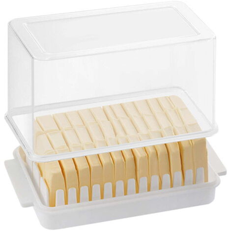 Plateau à beurre avec couvercle transparent, coupe-beurre et récipient à fromage pour la cuisine, compatible avec le réfrigérateur. (1/5)
