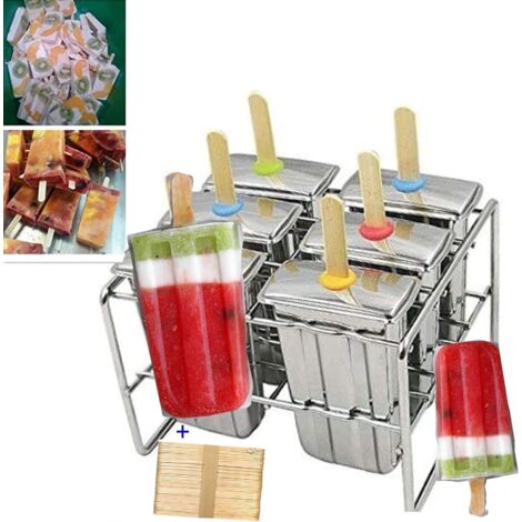 Appareil à glaces en acier inoxydable, 6 moules sans BPA