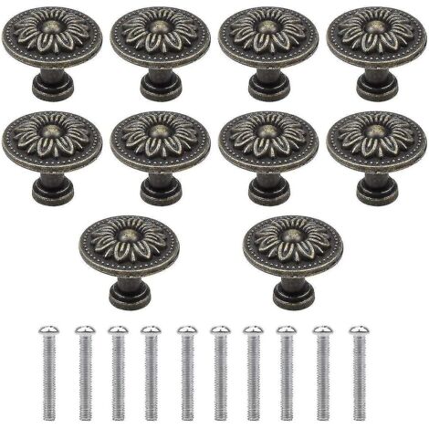 Boutons de tiroir en bronze vintage, poignées de tiroir vintage de 32 mm, boutons de porte d'armoire, boutons de meuble, lot de 10 (1/5)
