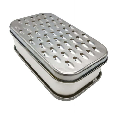 Râpe à fromage avec récipient de conservation, hachoir à fruits et légumes 2 en 1, boîte rectangulaire en acier inoxydable et râpes (1/5)