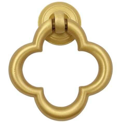 Poignée suspendue en laiton pour porte de placard, style vintage, pour tiroir ou meuble, avec anneau et un seul trou. Poignée de porte trèfle. (1/3)