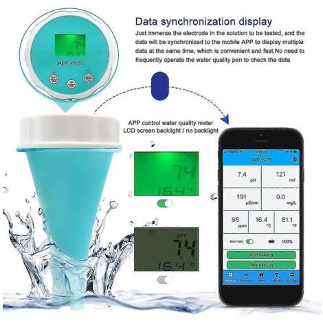 Détecteur de qualité de l'eau 6 en 1, chloromètre intelligent Bluetooth