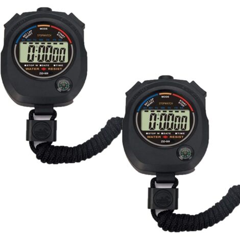 Lot de 2 chronomètres électroniques numériques multifonctions pour le sport, grand écran avec date, heure et alarme, adaptés aux entraîneurs sportifs, aux coachs de fitness et aux arbitres. (1/5)