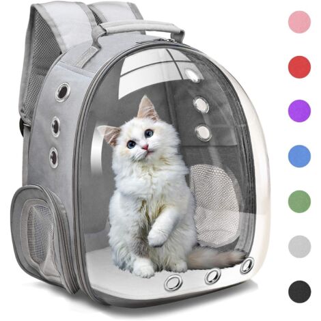 Sac à bulles pour chiens et chats de petite et moyenne taille, sac à dos de randonnée pour animaux, sac de transport homologué pour le transport aérien - Gris