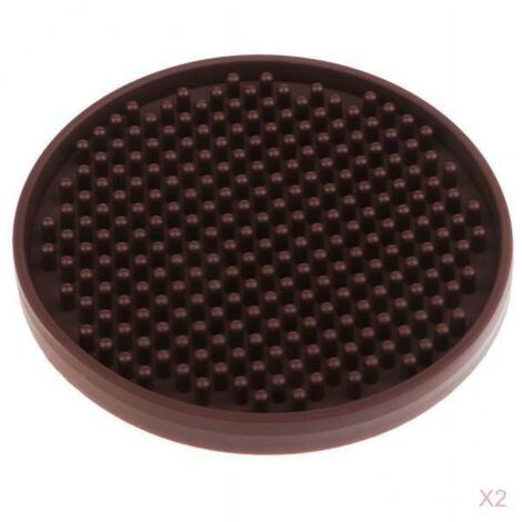Lot de 2 sous-verres ronds en silicone souple, marron (1/5)