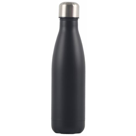 Bouteille isotherme noire 500 ml - Bouteille isotherme 500 ml - Bouteille en acier inoxydable - Étanche (1/3)