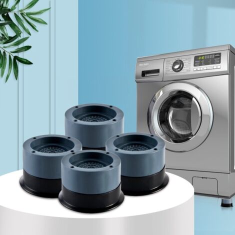 Lot de 4 patins antidérapants pour pieds de machine à laver et sèche-linge, amortissant les chocs et le bruit et protégeant les socles. (1/5)