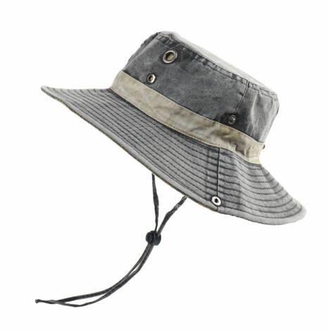 Chapeau de soleil respirant pour homme, idéal pour la pêche, le camping et le jardinage - Gris