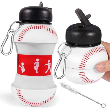Gourde pour homme de 550 ml (19 oz) en silicone pliable et étanche, idéale pour le sport, l'école et les voyages. Bouchon à clapet, style baseball. (1/5)