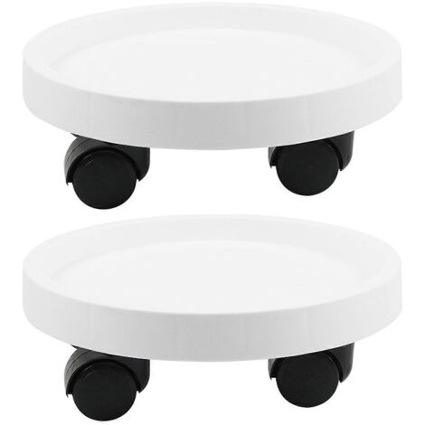 Plateau rond épais pour pots de fleurs, avec roulettes, résistant à l'usure, amovible, convient aux grands pots, blanc (1/5)