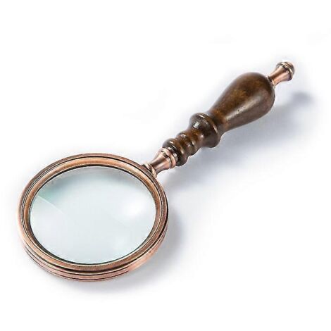 Loupe en cuivre antique, manche en bois, verre véritable, grossissement 10x, loupe de lecture idéale pour les personnes âgées atteintes de dégénérescence maculaire. (1/5)