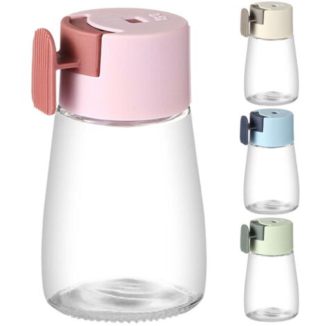 Lot de 4 flacons d'épices, bocaux en plastique transparent avec couvercle, distributeur d'épices en poudre pour produits secs, essence de poulet (1/5)