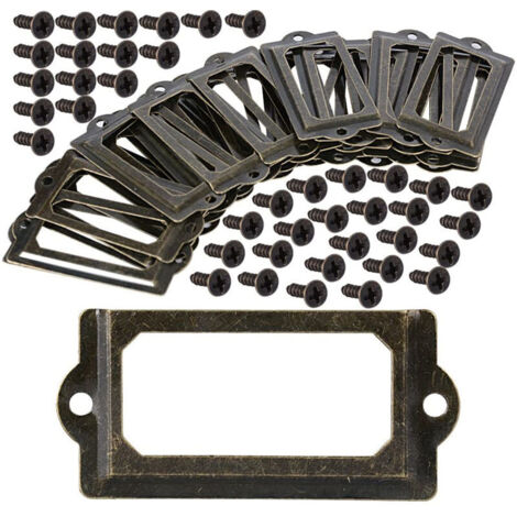 Ccykxa – Set de 30 porte-étiquettes en métal 70x33mm – Finition bronze vintage – Pour tiroirs et bibliothèques – Matériau durable avec vis