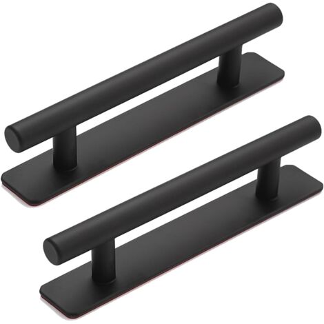 Ccykxa – Poignée de porte coulissante autocollante 2 pièces – Alliage aluminium 150x25mm – Installation sans perforation – Design moderne noir mat (1/5)