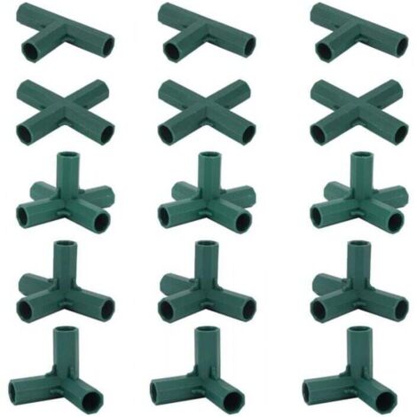 Cyslmuk – Lot de 15 connecteurs de cadre de serre 16 mm – 5 types de connecteurs pour construction de serre – Plastique résistant aux chocs