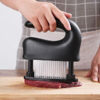 Attendrisseur à viande en acier inoxydable noir pour viandes grillées, attrape-viande. Aiguille à steak, attrape-viande, attrape-viande endommagé.