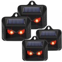 Cyslmuk – Répulsif solaire pour animaux sauvages – 4 insectifuges efficaces – Lumière LED rouge – Protection préventive contre ratons laveurs, cerfs, renards