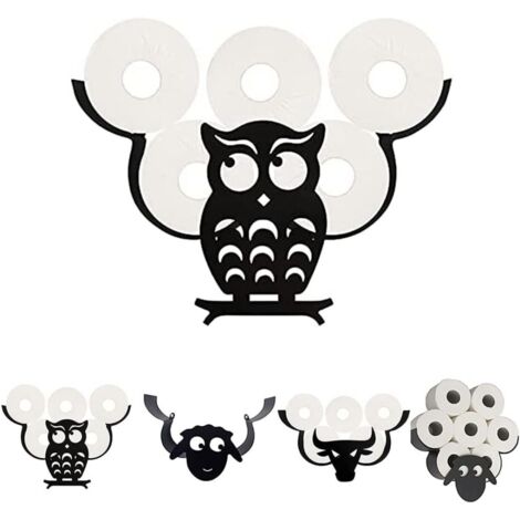 Porte-rouleau de papier toilette mural en métal noir avec motif animalier, accessoire pour chambre, cuisine, salle de bain, hibou