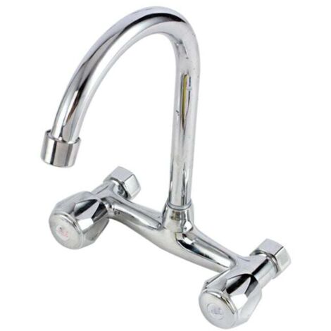 Robinet mitigeur de cuisine mural à double levier et double commande eau chaude/eau froide sans flexible (1/3)