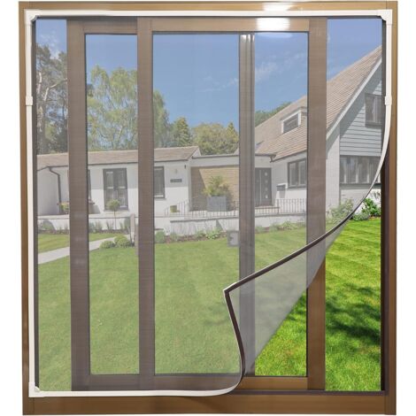 Moustiquaire magnétique ajustable à monter soi-même - Dimensions max. : 100 x 125 cm - Découpable - Installation facile - Maille en fibre de verre, sans perçage (maille grise, cadre blanc) (1/5)