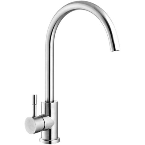 Robinet de cuisine, mitigeur monocommande, rotation à 360°, débit d'eau élevé, mitigeur en acier inoxydable pour eau chaude et froide (1/5)